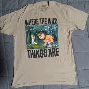 Where the Wild Things Are Graphic Tee Shirt %100 Cotton USA Tan Mens L Sendak